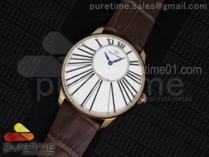 Petite Heure Minute RG White Dial on Brown Leather Strap A23J