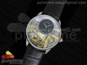 Petite Heure Minute SS Elephant Dial on Black Leather Strap A23J