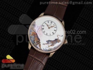 Petite Heure Minute RG Tiger Dial on Brown Leather Strap A23J