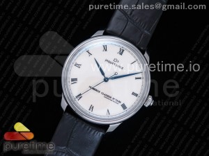 L’Origine Email FK 1:1 Best Edition SS White Enamel Dial Blue Hands on Black Leather Strap MIYOTA 9015