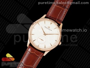 Master Ultra Thin Small Second RG ZF 1:1 Best Edition White Dial on Brown Leather Strap A896