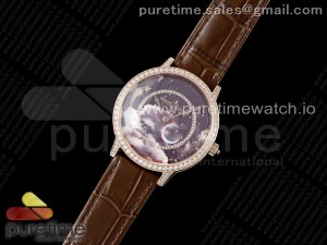 Rendez-Vous Star RG KZF 1:1 Best Edition Brown Star Dial Diamonds Bezel on Brown Leather Strap A734