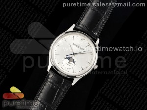 Master Ultra Thin Moon 1368420 SS ZF 1:1 Best Edition White Dial on Black Leather Strap SA925 Super Clone V2