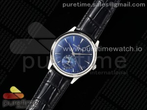 Master Ultra Thin Moon SS APSF 1:1 Best Edition Blue Dial on Black Leather Strap SA925 Super Clone