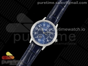 Rendez-Vous Night & Day SS APSF 1:1 Best Edition Blue Textured Dial Diamonds Bezel on Blue Leather Strap SA898