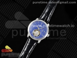 Master Ultra Thin Tourbillon SS RMS Best Edition Blue Solar System Dial on Black Leather Strap