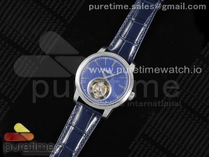 Master Ultra Thin Tourbillon SS RMS Best Edition Blue Star Dial on Blue Leather Strap