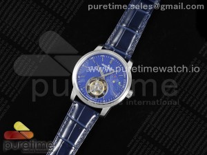 Master Ultra Thin Tourbillon SS RMS Best Edition Blue Solar System Dial on Blue Leather Strap