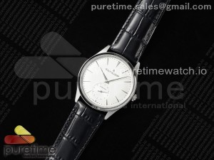 Master Ultra Thin Small Second SS APSF 1:1 Best Edition White Dial on Black Leather Strap SA896 Super Clone