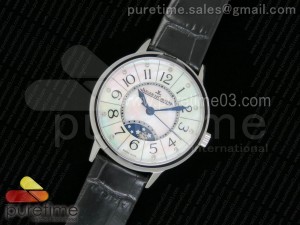 Rendez-Vous Night & Day SS White MOP Dial on Black Leather Strap A898