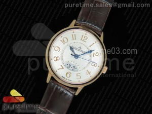 Rendez-Vous Date RG White Textured Dial on Brown Leather Strap A898