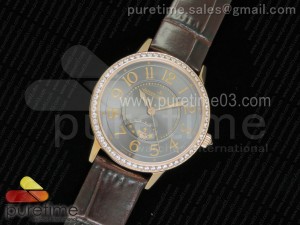 Rendez-Vous Night & Day RG Gray Dial Diamonds Bezel on Brown Leather Strap A898