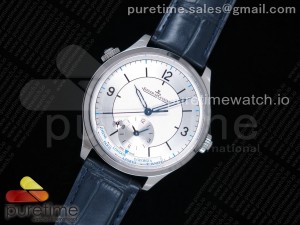 Master Geographic SS 1428530 TWA Best Edition White Dial on Blue Leather Strap A939