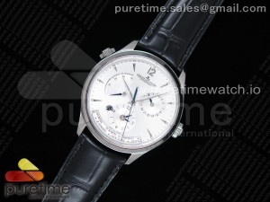 Master Geographic Real PR SS ZF 1:1 Best Edition White Dial on Black Leather Strap A939