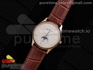 Master Ultra Thin Moon RG AZF 1:1 Best Edition White Dial on Brown Leather Strap A925