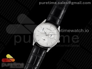 Master Ultra Thin Réserve de Marche SS ZF 1:1 Best Edition White Dial on Black Leather Strap SA938 V3