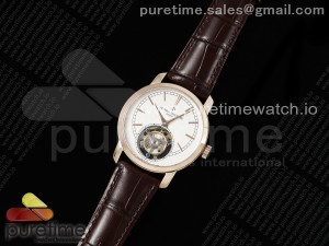 Traditionnelle Tourbillon RG RMSF Best Edition White Textured Dial on Brown Leather Strap