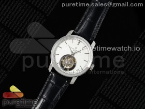 Traditionnelle Tourbillon SS RMSF Best Edition White Dial on Black Leather Strap