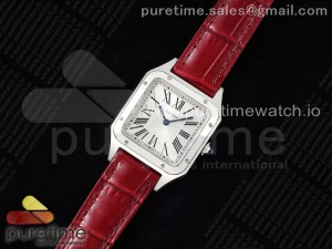 Santos Dumont 27.5mm IWSF Best Edition Silver Dial on Red Leather Strap Quartz