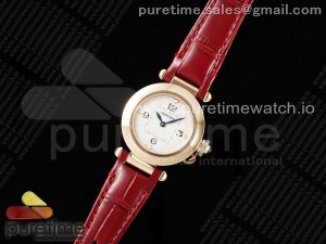 Pasha 30mm RG AF 1:1 Best Edition White Textured Dial on Red Leather Strap Jaq Quartz