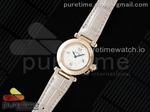 Pasha 30mm RG AF 1:1 Best Edition White Textured Dial on Gray Leather Strap Jaq Quartz