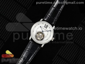 Rotonde de Cartier Flying Tourbillon SS RMS Best Edition White Numeral Dial on Black Leather Strap