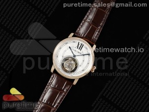 Rotonde de Cartier Flying Tourbillon RG RMS Best Edition White Numeral Dial on Brown Leather Strap