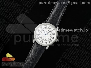 Ronde Solo 42mm SS AF 1:1 Best Edition White Dial on Black Leather Strap MIYOTA 9015