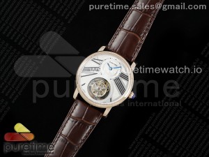 Rotonde Tourbillon RG RMSF Best Edition White Dial on Brown Leather Strap