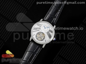 Rotonde Tourbillon SS RMSF Best Edition White Dial on Black Leather Strap