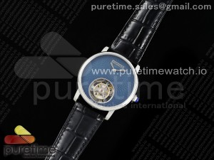Rotonde Tourbillon SS RMSF Best Edition Blue Textured Dial on Black Leather Strap