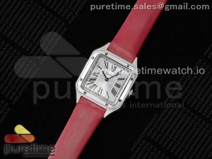 Santos Dumont 27.5mm SS AF 1:1 Best Edition Silver Dial on Red Fabric Strap A157