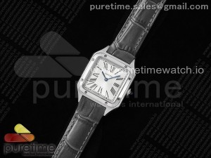 Santos Dumont 27.5mm SS AF 1:1 Best Edition Silver Dial on Gray Croco Strap A157