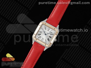 Santos Dumont 31.4mm SS/RG AF 1:1 Best Edition Silver Dial on Red Leather Strap A157