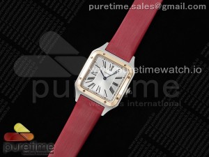 Santos Dumont 31.4mm SS/RG AF 1:1 Best Edition Silver Dial on Red Fabric Strap A157