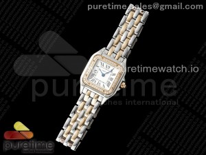 Panthère Ladies 22mm SS/RG AF 1:1 Best Edition White Dial Diamonds Bezel on SS/RG Bracelet Ronda Quartz