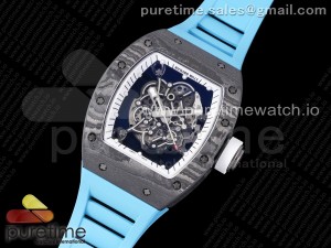 RM055 Real NTPT ZF 1:1 Best Edition Skeleton White Dial on Blue Rubber Strap NH05A V3