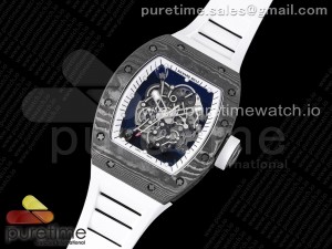 RM055 Real NTPT ZF 1:1 Best Edition Skeleton White Dial on White Rubber Strap NH05A V3