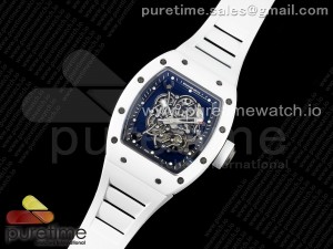 RM055 Ti White Ceramic ZF 1:1 Best Edition Skeleton Dial on White Rubber Strap NH05A V2