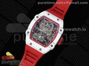 RM027-02 Nadal Real Tourbillon RMF Best Edition White Forge Carbon Red Inner Bezel on Red Rubber Strap