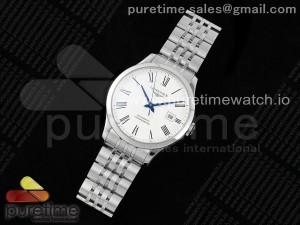 Record 40mm SS AF 1:1 Best Edition White Dial on SS Bracelet A2892