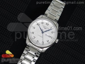 Master Day Date SS White Textured Dial on Bracelet A2836