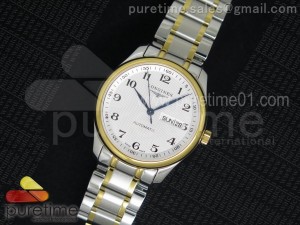 Master Day Date SS/YG White Textured Dial on SS/YG Bracelet A2836