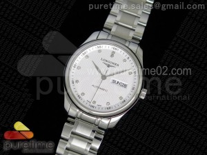 Master Day Date SS White Textured Dial on SS Bracelet A2836