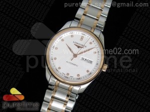 Master Day Date SS White Textured Dial RG Bezel on SS/RG Bracelet A2836