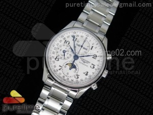 Master Moonphase Chronograph SS 40mm White Textured Dial on SS Bracelet A7751