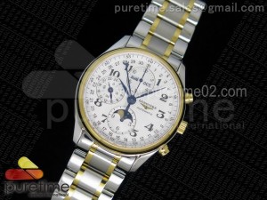 Master Moonphase Chronograph SS/YG 40mm White Textured Dial on SS/YG Bracelet A7751