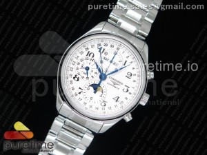 Master Moonphase Chronograph SS GSF 1:1 Best Edition White Dial on SS Bracelet A7751