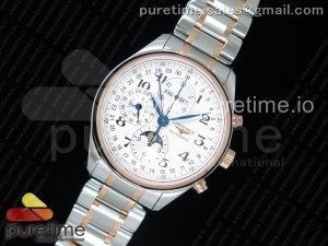 Master Moonphase Chronograph SS/RG GSF 1:1 Best Edition White Dial on SS/RG Bracelet A7751