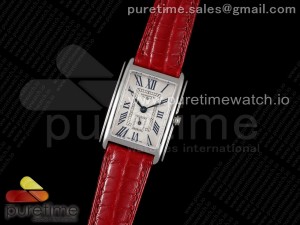 DolceVita 23mm Ladies Watch 8848F 1:1 Best Edition White Dial Diamonds Bezel on Red Leather Strap Swiss Quartz